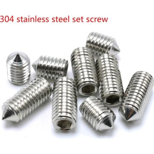 20PCS M3 M4 M5 M6 304 stainless steel set screw, socket set screw cone point grub screw