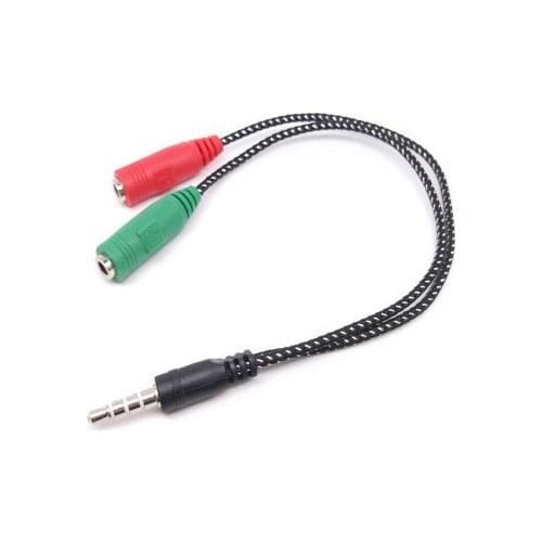 30pcs/lot 3.5mm Stereo Audio Jack Male to 2 Female Cable Headset Audio Mic Y Splitter Cable Earphone Headphone Adapter
