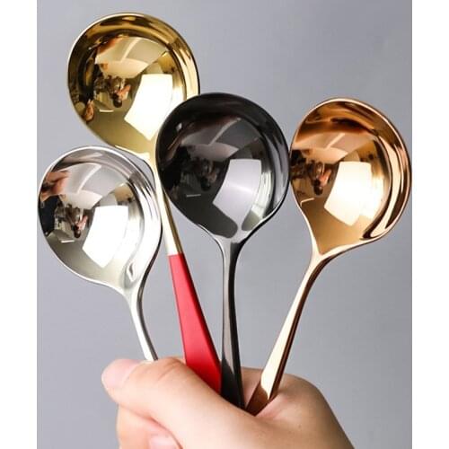 5 Colors High Quality 1pcs Elegant Coffee Spoons Stainless Steel Dessert Spoons Kitchen Utensils Fashion Round Spoons