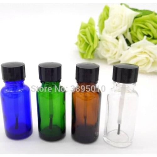 5ml 10ml 15ml Clear/Amber/green/blue Empty Nail Polish Bottle, Glass Bottle with Brush Cap F291