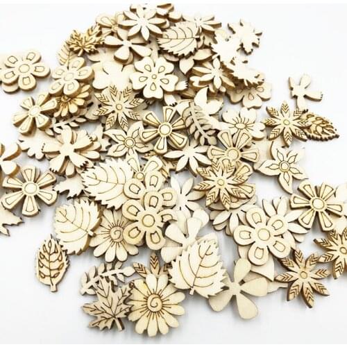 50PCs Flowers Wood Chip Sewing Buttons Scrapbooking Coffee Costura Botones Decorative Buttons Sewing WB674