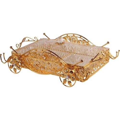 Acrylic split box with lid creative modern household snack tray nut fruit candy box European luxury gold golden candy plate