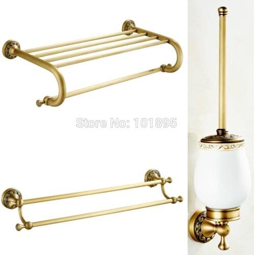 Bronze Color Brass Material Bathroom Accessories, Towel Rack and Toilet Brush with Holder X16012-2