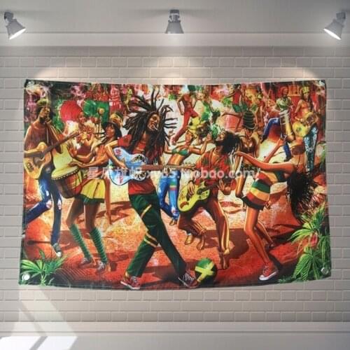 "BOB marley" Large music festival Party background decoration poster banner hanging painting cloth art 56X36 inches