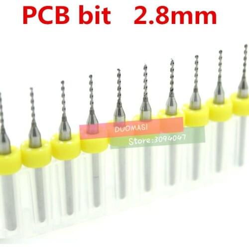 Free shipping 10pcs 2.8 mm PCB mini drill Bit tungsten steel carbide for print circuit board cnc drill Bits Machine