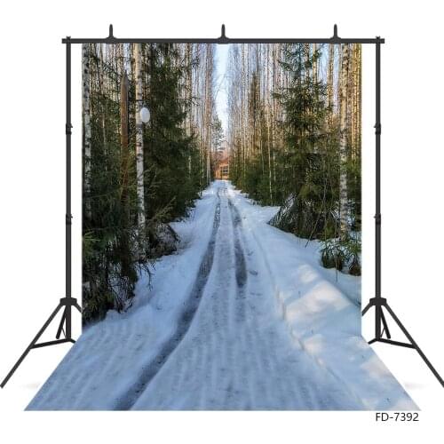 Photography Backdrops Forest Winter Snow Path Vinyl Photo Studio Backgrounds for Children Portrait Dolls Photocall Photobooth