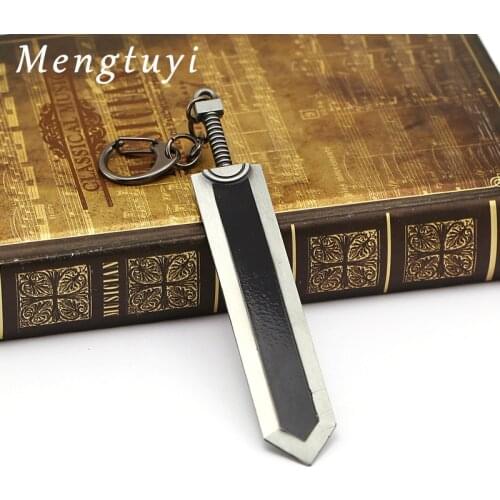Game Berserk Guts Keychain PS4 Legend Warrior Black Zinc Alloy Sword Pendant Keyring Weapons Key Chains Car Men Accessories