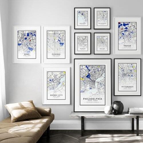 World City Map Canvas Painting Wall Art Chicago London Sydney Poster and Print Nordic Decorative Picture for Living Room Decor