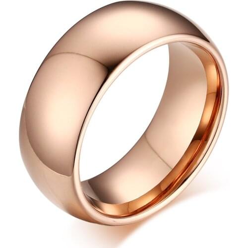 POYA Jewelry Rose Gold Tungsten Carbide Ring 8mm Men Women Comfort Fit Wedding Band