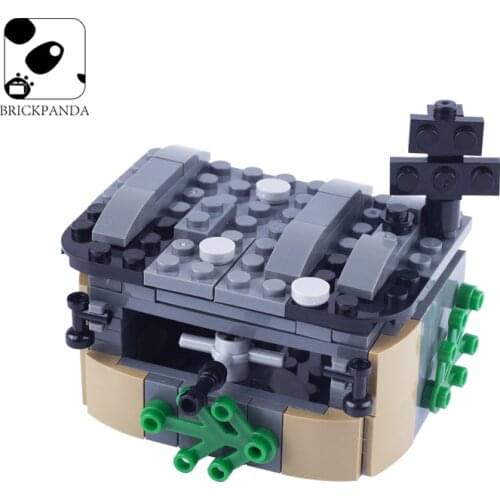 MOC DIY WW2 German Fortress Building Blocks Bunker Military Base Parts Soldier Figures Weapon Accessories Bricks Children Toys