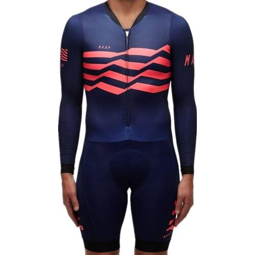 MAAP Triathlon Suit Mens Long Sleeve Bicycle Skinsuit Clothing Ropa De Ciclismo Hombre Cycling Jersey Jumpsuit Mono Macaquinho