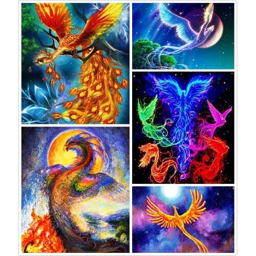 Colorful Phoenix Pattern Rhinestone 5D Diy Full Square & Round Diamond Painting Embroidery Cross Stitch Kit Wall Art Home Decor