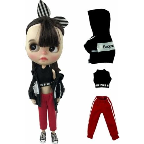 3pcs/set Doll Blyth Clothes Sports jacket+vest+pant for ob24 Blyth,OB24,Azone,Licca,Pullip,1/6 bjd Doll Accessories Clothing