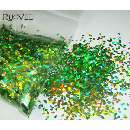Laser Holographic Light Green Color 2MM Diamond rhombus Glitter Paillette Spangles Shape for DIY Nail Art Decoration