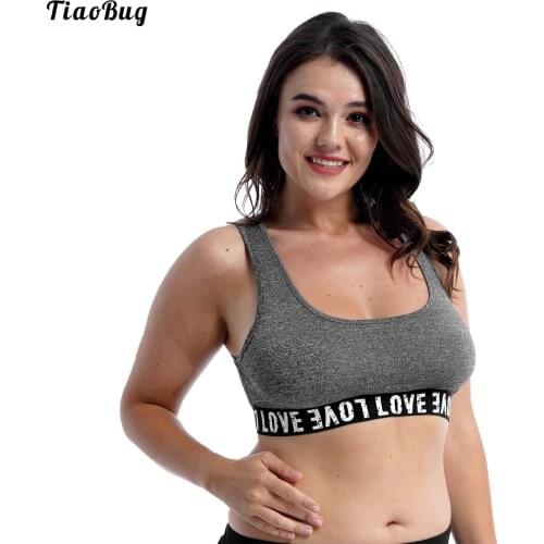 TiaoBug Summer Women Scoop Neck Pure Color Crop Non-Pads Tank Top Swimming Yoga Sport Vest