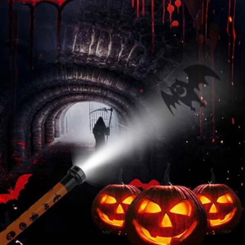 Halloween Small Projection Light Flashlight Novelty Pumpkin LED Toys 5 Patterns Cartoon Ghost Spider Halloween Party Props