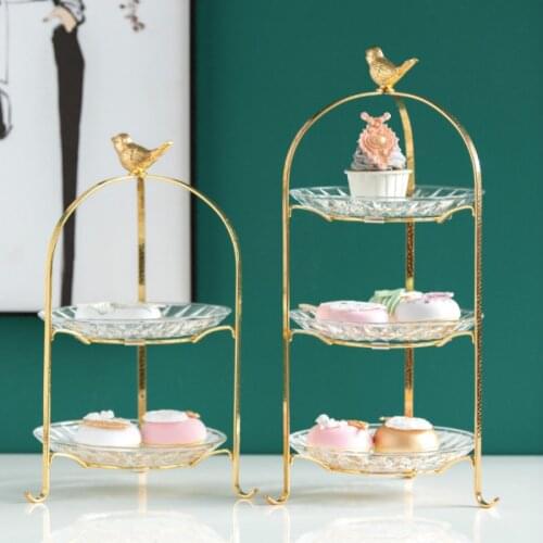 Multi-layer Creative Crystal Fruit Plate Decoration European Light Luxury Afternoon Tea Cake Dessert Tray