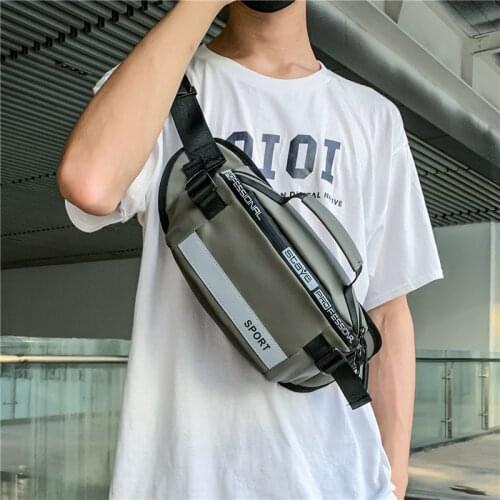 Reflective Stripe Men Belt Bags Hip Hop Chest Bag Waterproof Outdoors Crossbody Pouch Travel Waist Pack Male Phone Pouch
