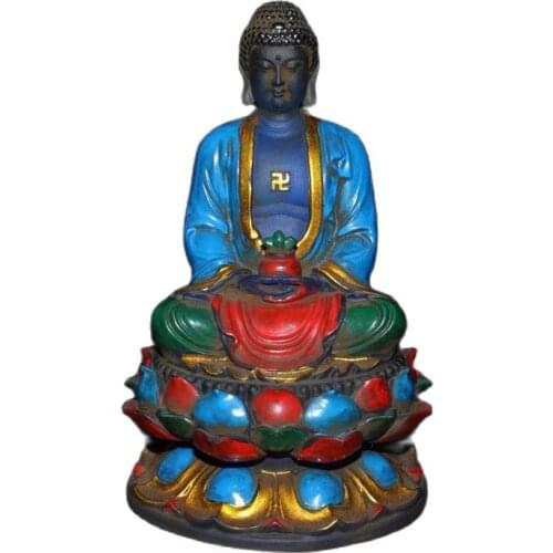 Chinese Old The colored glass depicts the Buddha Sakyamuni and prays to worship the Buddha