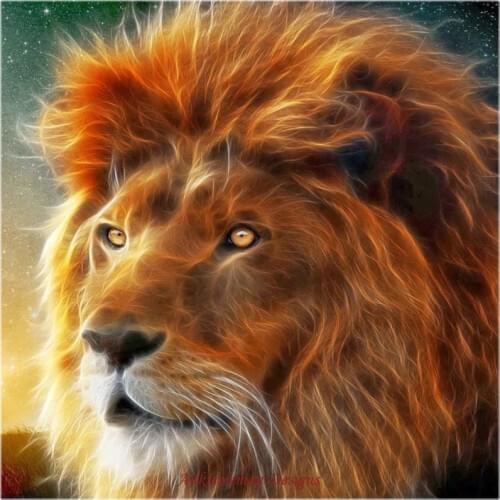 Embroidery Counted Cross Stitch Kits Needlework - Crafts 14 ct DMC DIY Arts Handmade Decor - Lion Fractal