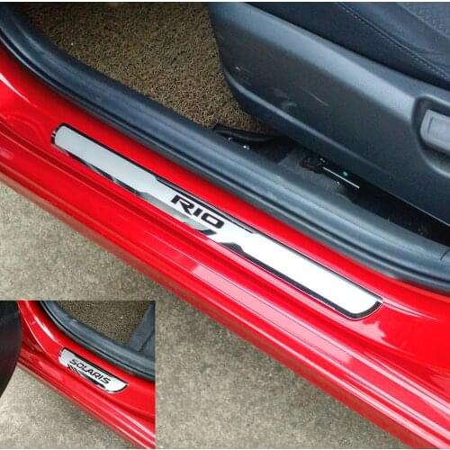 RIO Door Sill Cover Sticker Stainless Steel Door Sill Scuff Plate for EU Kia Rio 2015-2020
