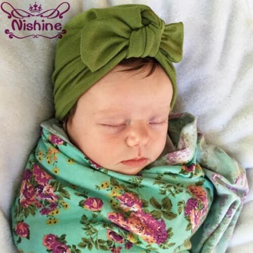 Nishine Newborn Children Supplies Hat Bohemia Style Girls Turban Headband Cotton Blend Elastic Hair Band Scarf Set of Hat Caps