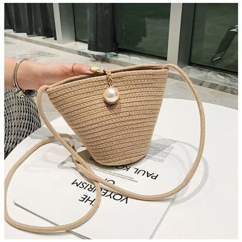 2020 New Woven Mini Bucket Bag For Women Summer Straw Card Bags Wallet Easy Matching Beach Sloping One-shoulder Bag