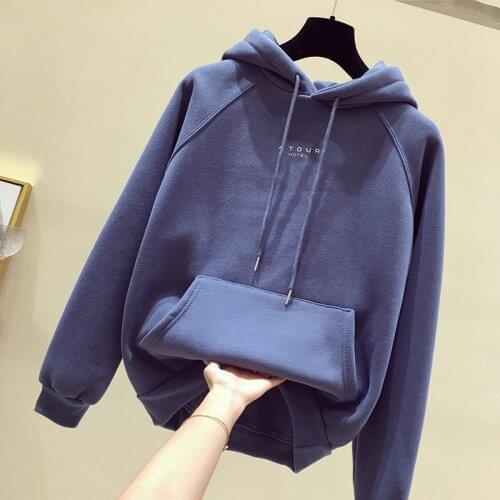 2021s latest womens plush plush winter new loose hooded top