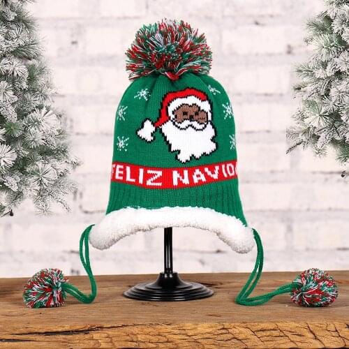 2021 New Knitted Childrens Pompom Knitted Hat, Christmas Hat, Warm and Fleece Decoration Childrens Hat, Autumn/Winter Baby Hat