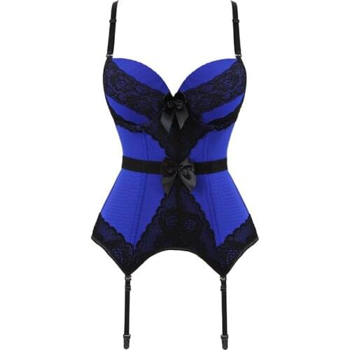 New Elasticity Corset Sexy underwear Lace up Body Bustier Overbust With Straps Belt Black Blue Purple Breathable Lingerie