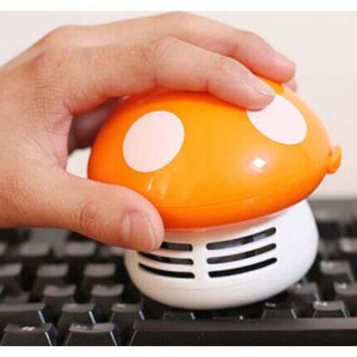 New Functional Desktop Vacuum Cleaner Cartoon Mushroom Mini Dust Collector Household Computer Keyboard Clean Brushes