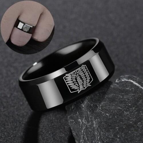 Attack on Titan Ring Levi Ackerman Cosplay Prop Scout Regiment Wings of Liberty Mikasa Shingeki no Kyojin Black Rings