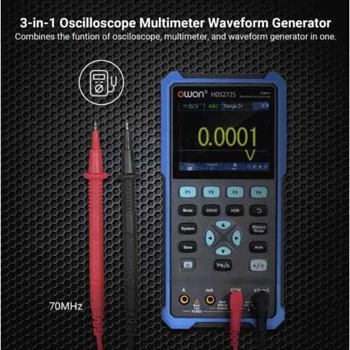 Oscilloscope HDS272S Multimeter Waveform Generator 2CH 70MHz Bandwidth 20000 Counts Handheld Digital Scope Meter for Automobile