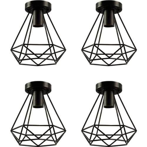 YYSD Industrial Ceiling Light Iron Metal Cage Flush Mount Lighting Fixture for Bedroom Hallway Foyer and Living Room 3 Types