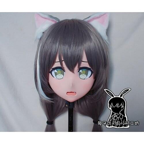 RB662)Quality Handmade Female/Girl Resin 3/4 Head Japanese Anime Cartoon Character Cosplay Kyaru Kigurumi Mask
