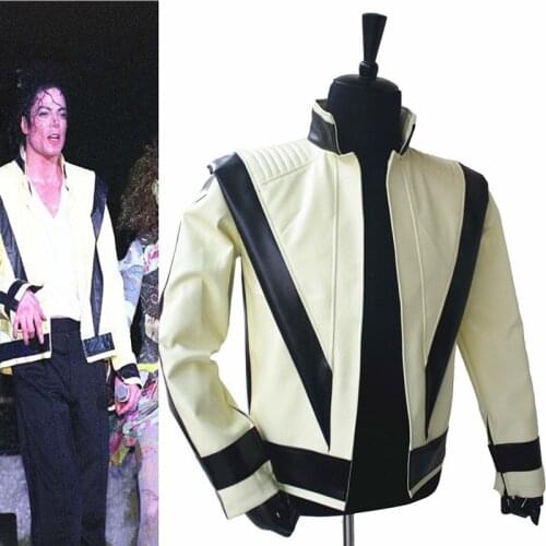 Rare MJ Michael Jackson Thriller Light Green Open PU Leather Jacket On Concert Perfromance XXS-4XL