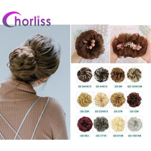 Synthetic Curly Scrunchie Chignon Hair For Women Chorliss Hair Wrap Rope Headwear Natural Blonde Brown Fake Hair Bun Accessories