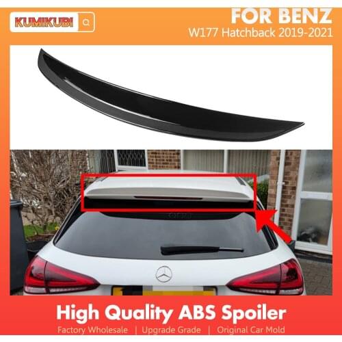 For Mercedes Benz A Class W177 Rear Trunk Spoiler 2019 2020 2021 A180 A160 A200 A220 A250 A45 A35 Hatchback Black / Carbon Fiber