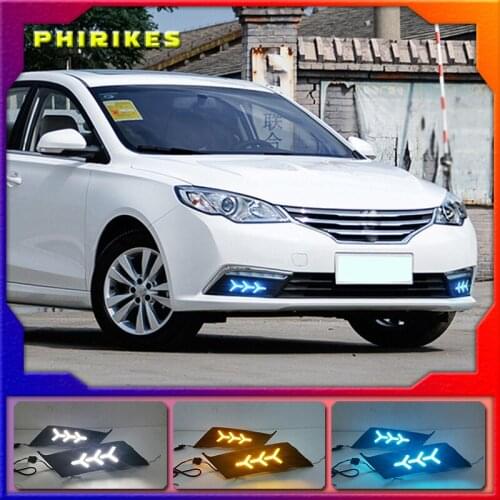 LED DRL Fog lamp driving lights with Yellow Turn Signal Function For Roewe 360 2015-2017 Daytime running lights