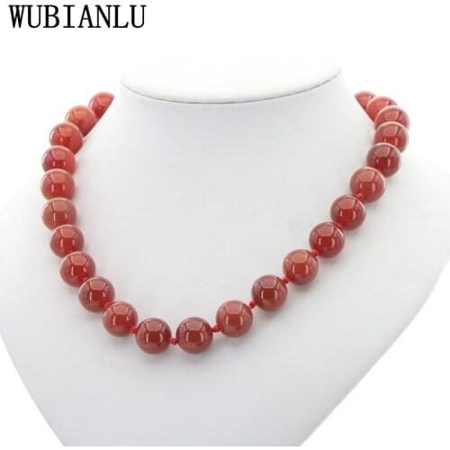 WUBIANLU 6-14mm Natural Agates Stone Red Striped Onyx Round Bead Necklace Women Clothing Charming Energy Jewelry T233