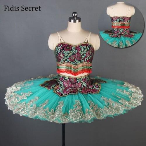 Female 2 in 1 Short-cut Bodice Professional Platter Ballet Tutu Dress,Ballerina Classical Performance Competition Stage Costumes