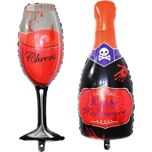 1pc Halloween Aluminum Foil Balloon Red Wine Goblet Inflatable Aluminum Foil Balloon Halloween Wine Bottle Party Home Decoration