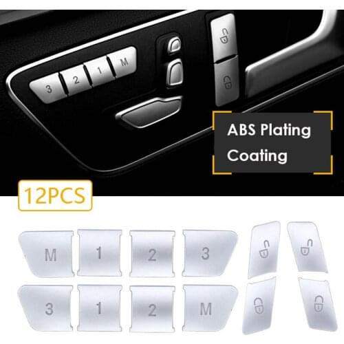 12Pcs Car Door Seat Memory Lock Buttons Covers Stickers for Mercedes Benz CLA/GLA/GLK/GLE/CLS/GL/ML/A/B/E