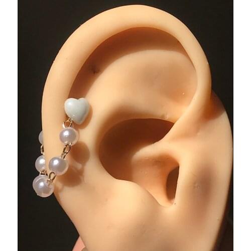 2021 Newest 16G Stainless Steel Opal Labret Daith Piercing Twist Septum Clicker Heart Pearl Tragus Crystal Chain Dangle Earrings