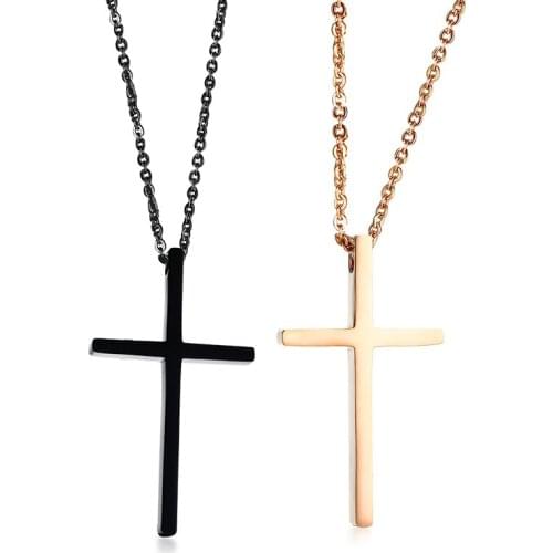 2021 TrendyTitanium Steel Cross Simple And Personalized Lettering Simple And Personalized Pendant Necklace Suitable For Couples