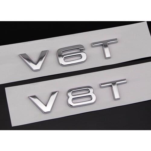 3D Metal V6T V8T Emblem Car Styling Fender Sticker For Audi A4 B6 B8 B7 B5 A6 C5 C6 C7 A3 A5 A1 A8 Q5 Q7 Q3 Auto Car Accessories
