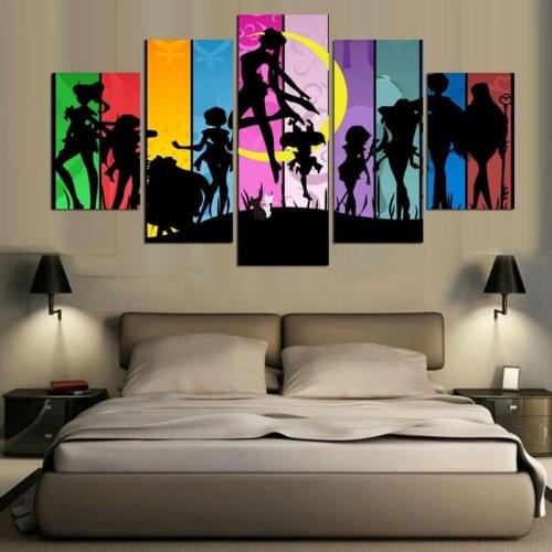 5 Piece Wall Art Canvas Anime Figure Picture Sailor Moon Posters And Prints Decor In The Girls Room Wall Mounted Paintings