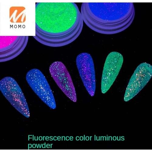 Six-Color Fluorescent Woolen Pink Luminous Disco Jumping Powder Sugar-Coated Luminous Ornament Ultra-Fine Glitter