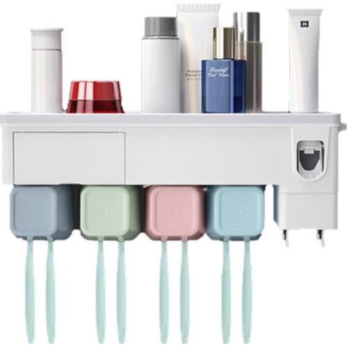 Free Mouthwash Cup Discounts, Bathroom Accessories, Wash Station, Automatic Toothpaste Squeezing, Wall-mounted Full Storage Rack