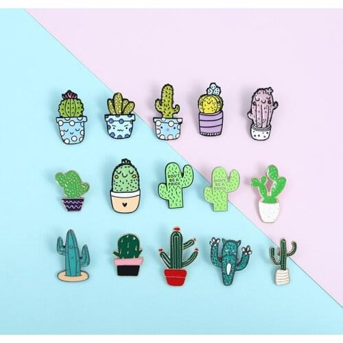 Small and cute accessory set Cartoon plant enamel Pin Colorful cactus chlorophytum potted Brooches Badges Denim lapel Jewelry
